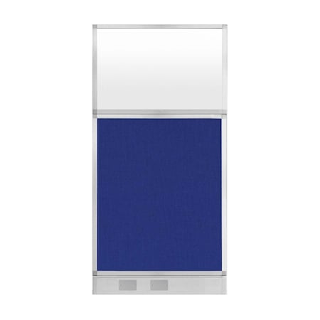 Versare Hush Panel Configurable Cubicle Partition 3' x 6' Royal Blue Fabric Frosted Window w/ Cable Channel 1856305-3